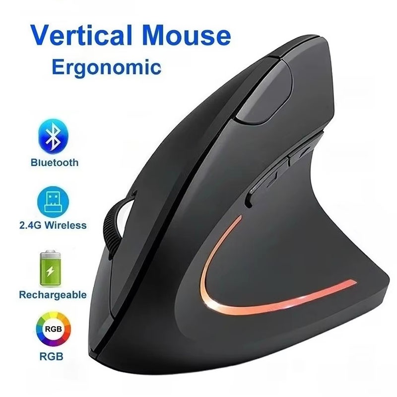 Ergonomic Desk Setup Keyboard - Ratón vertical ergonómico de 2.4GHz con