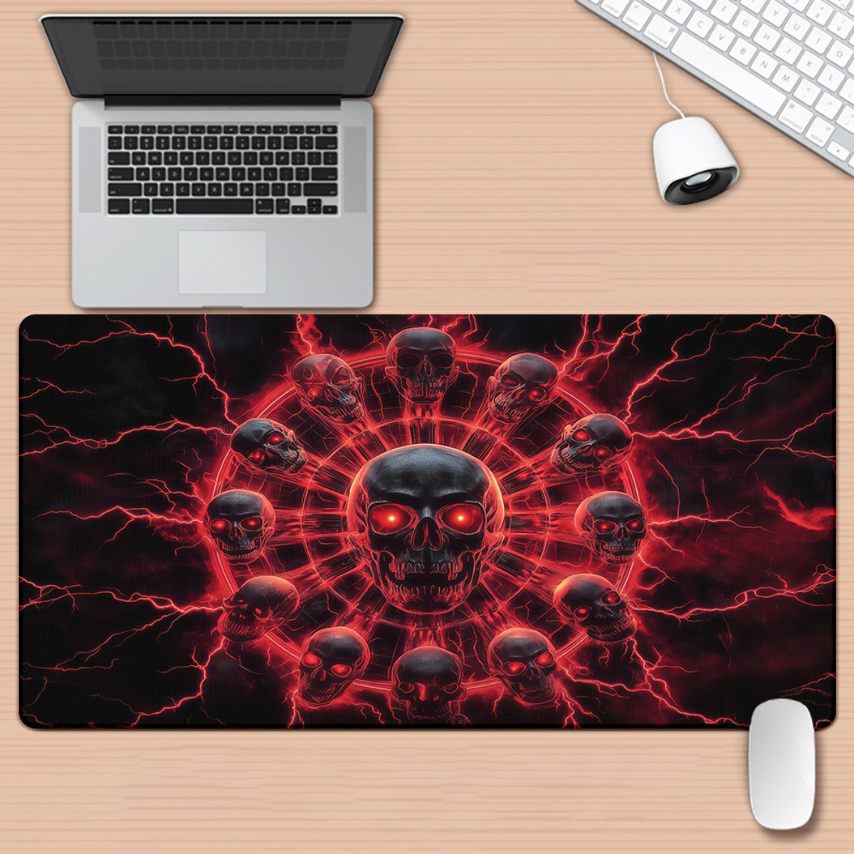 Desk Setup Red - Alfombrilla de Escritorio para Juegos con