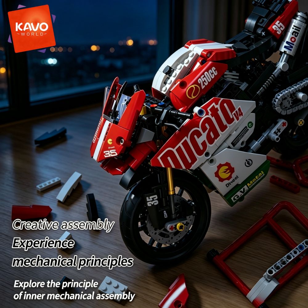 Desk Setup Red - KAVOWORLD 883 Piezas, Set de Construcción