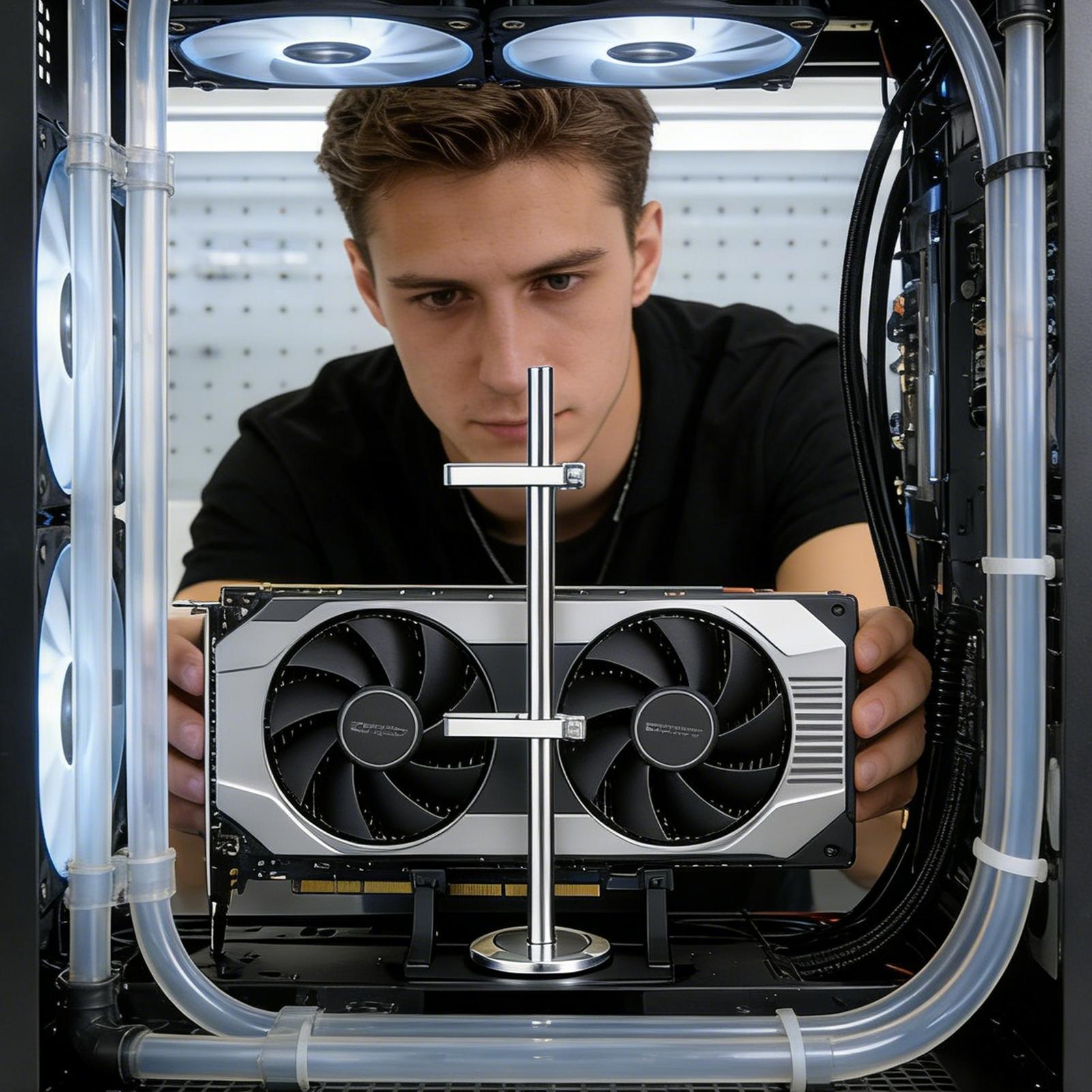 Soporte para GPU con base magn - Desk Setup Videos reseña y precio