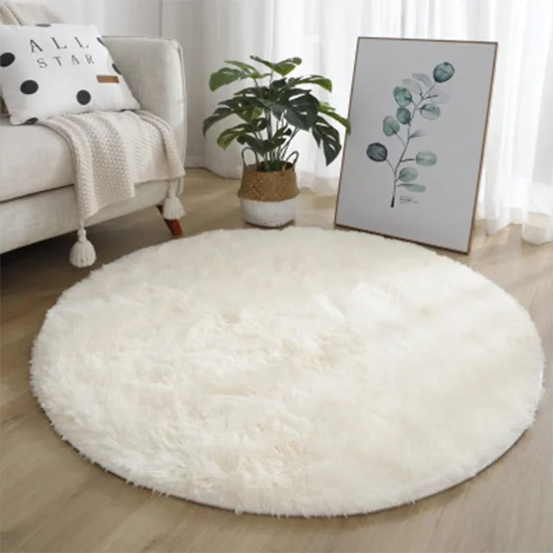 Alfombra redonda de felpa ultr - Desk Setup Girly reseña y precio
