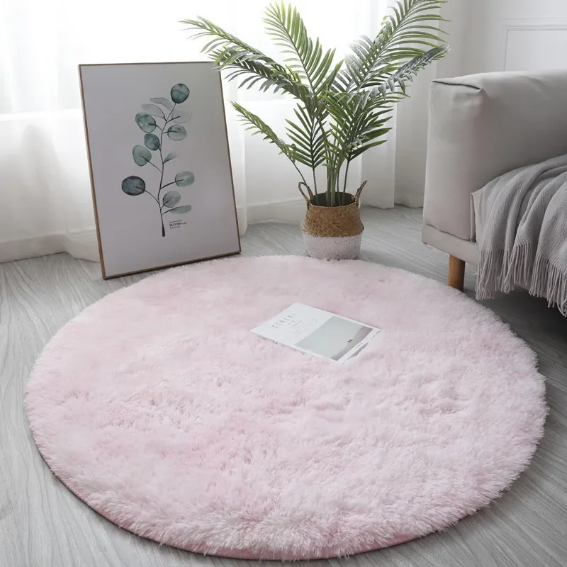 Alfombra redonda de felpa ultr - Desk Setup Girly reseña y precio
