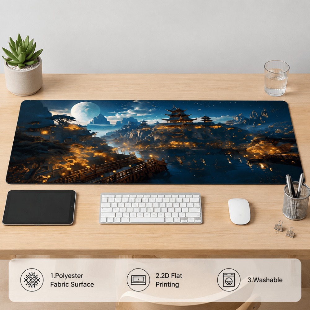 Tapete de mesa alargado con es - Work Desk Home Setup reseña y precio