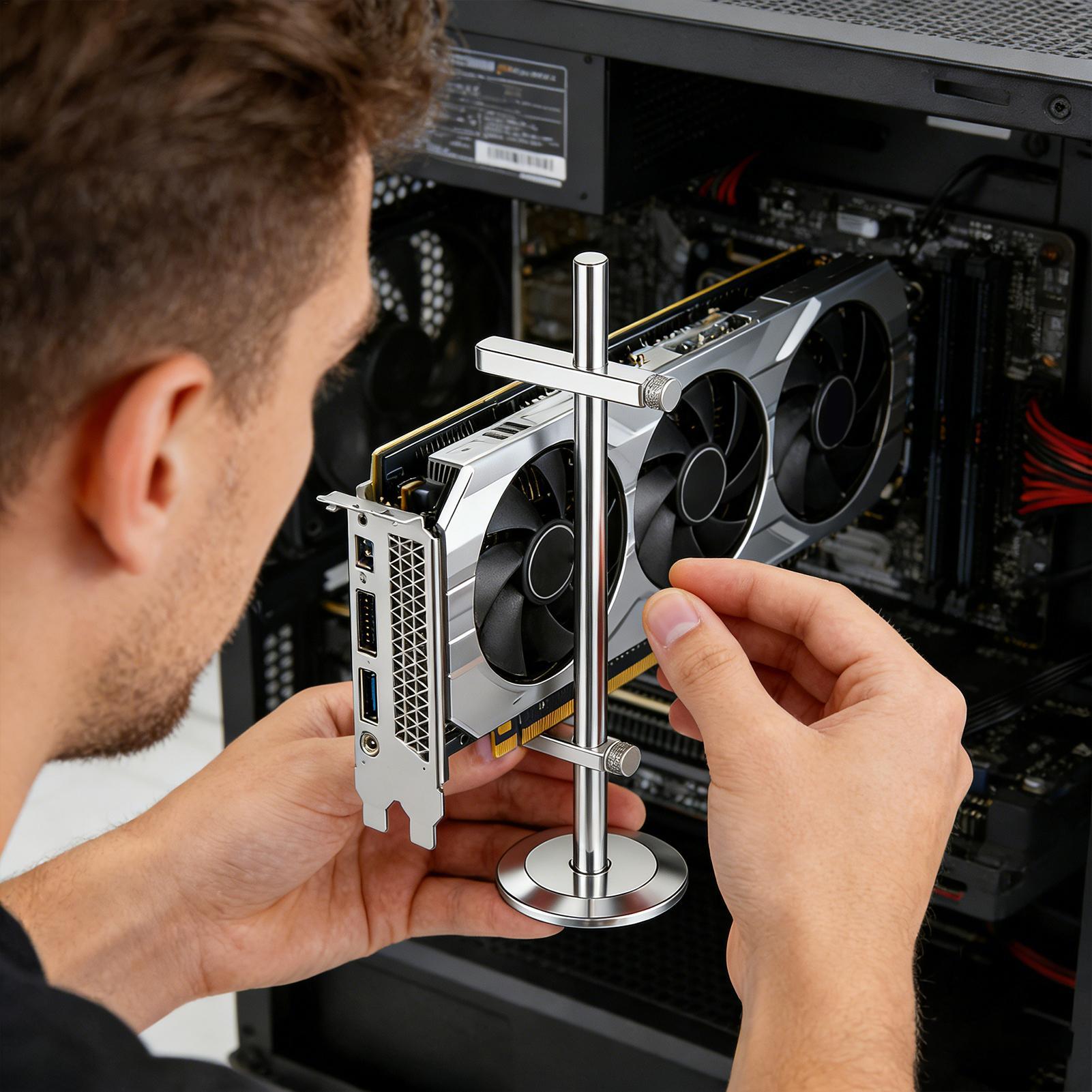 Soporte para GPU con base magn - Desk Setup Videos reseña y precio