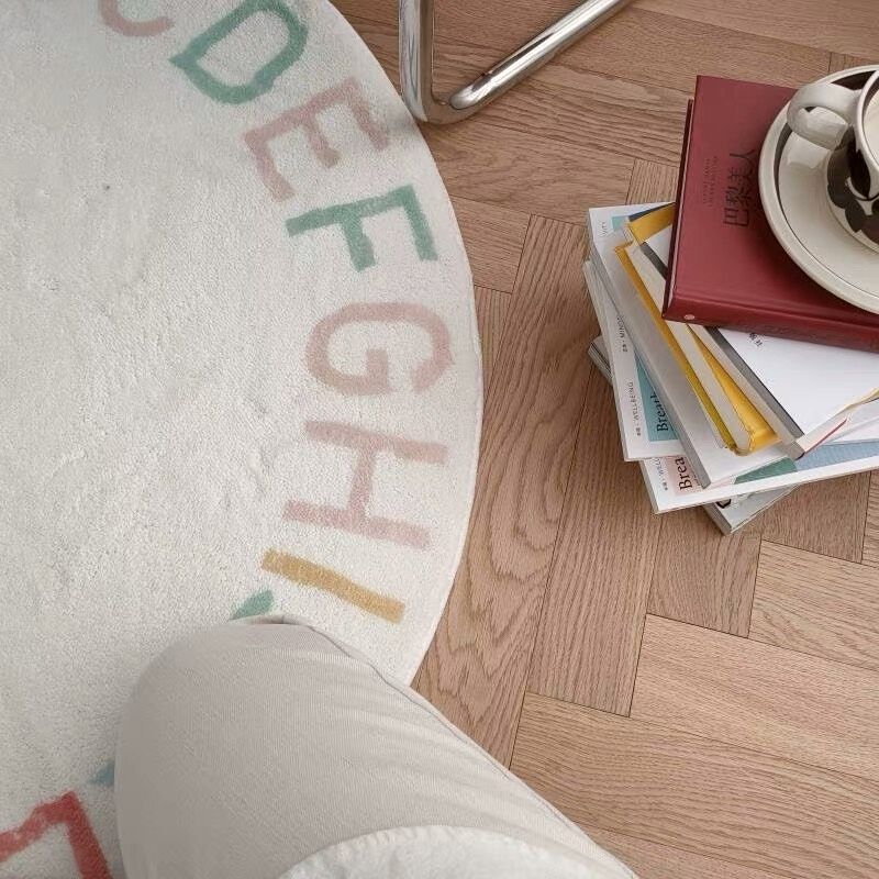 Alfombra redonda esponjosa par - Desk Setup Girly reseña y precio